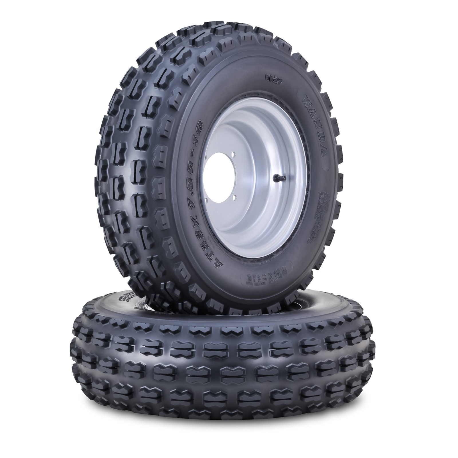 2 WANDA ATV Tire & Wheel 22X7-10 with 4 /110mm PCD 2+3 offset Silver Wheel 10077