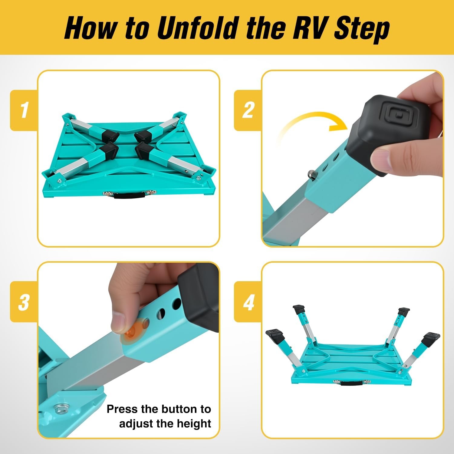Nilight RV Step Stool Aluminum Folding Platform Steps 19×14.5 RV Steps 4 Levels