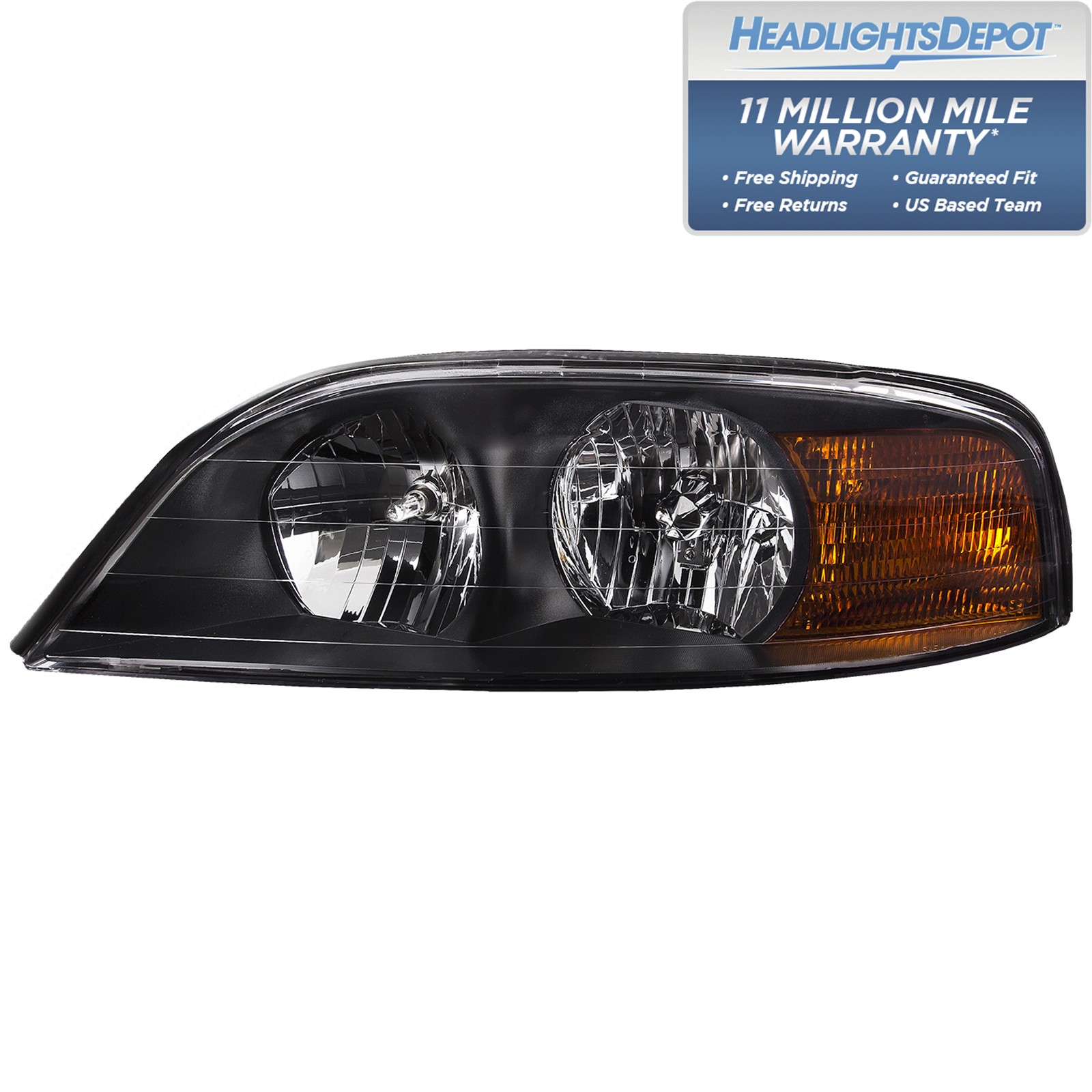 Fits Damon Ultrasport 2002-2005 Motorhome RV Left Driver Headlight Halogen Black