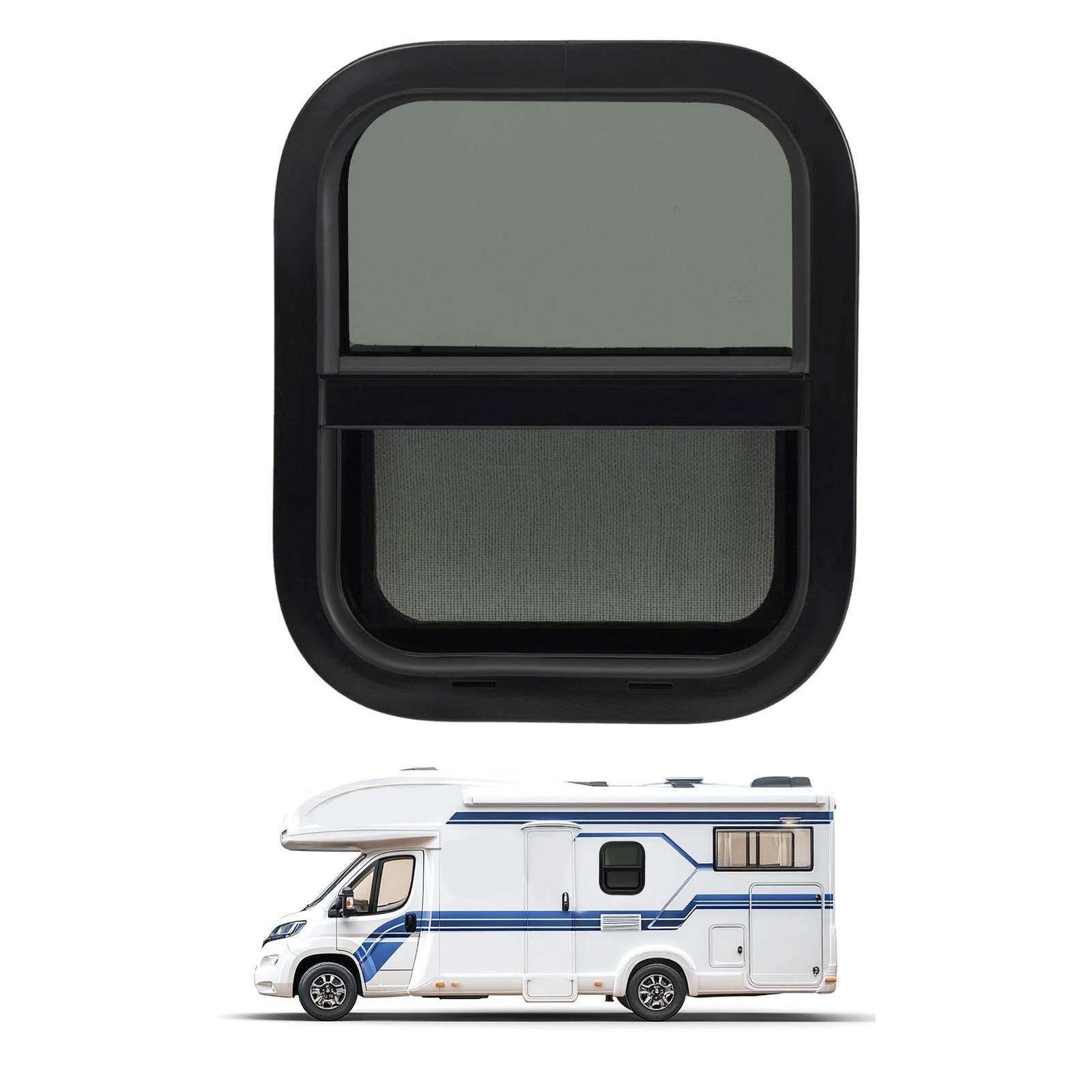 14″ x 16″ RV Window with Trim Ring Vertical Sliding Window Cargo Trailer Camper