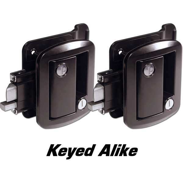 2 OEM Global Link RV Travel Trailer Entrance Door Locks-Black Keyed Alike