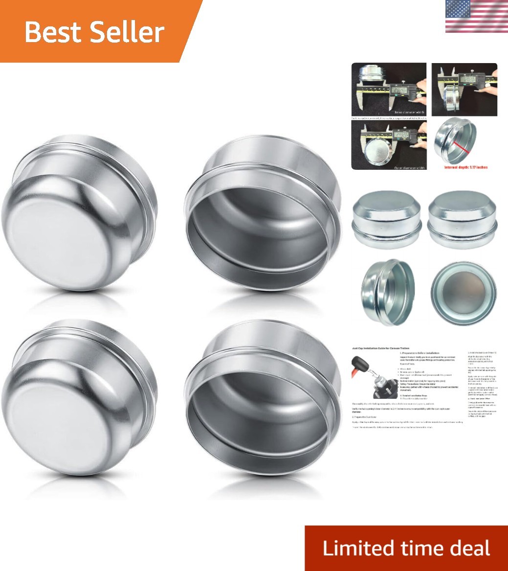 Reliable 2.44″ Trailer Dust Caps – Corrosion-Resistant, 4 Pack for Axles