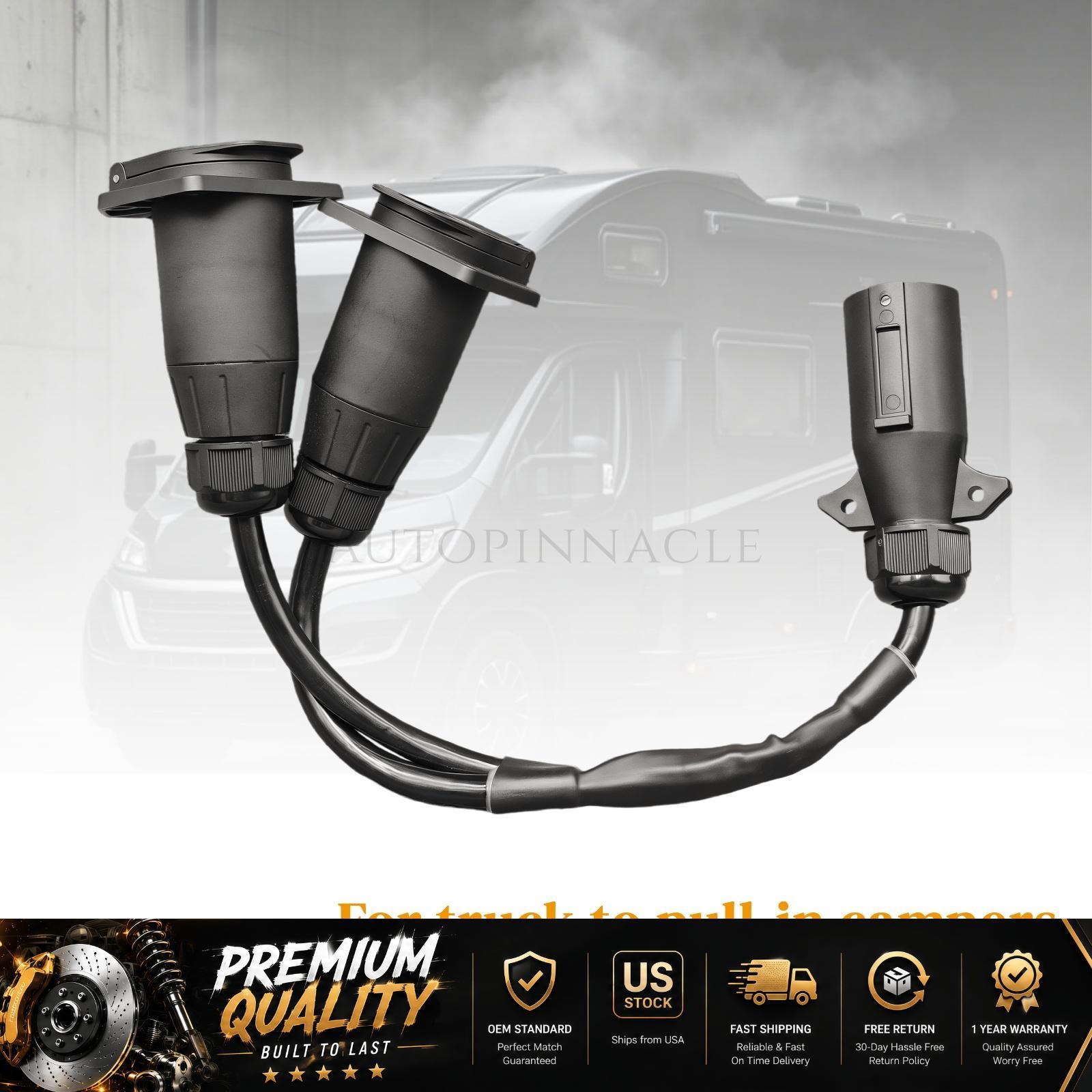 New! Universal 7 Way Y Splitter Trailer Adapter Harness For Pulling Slide USA