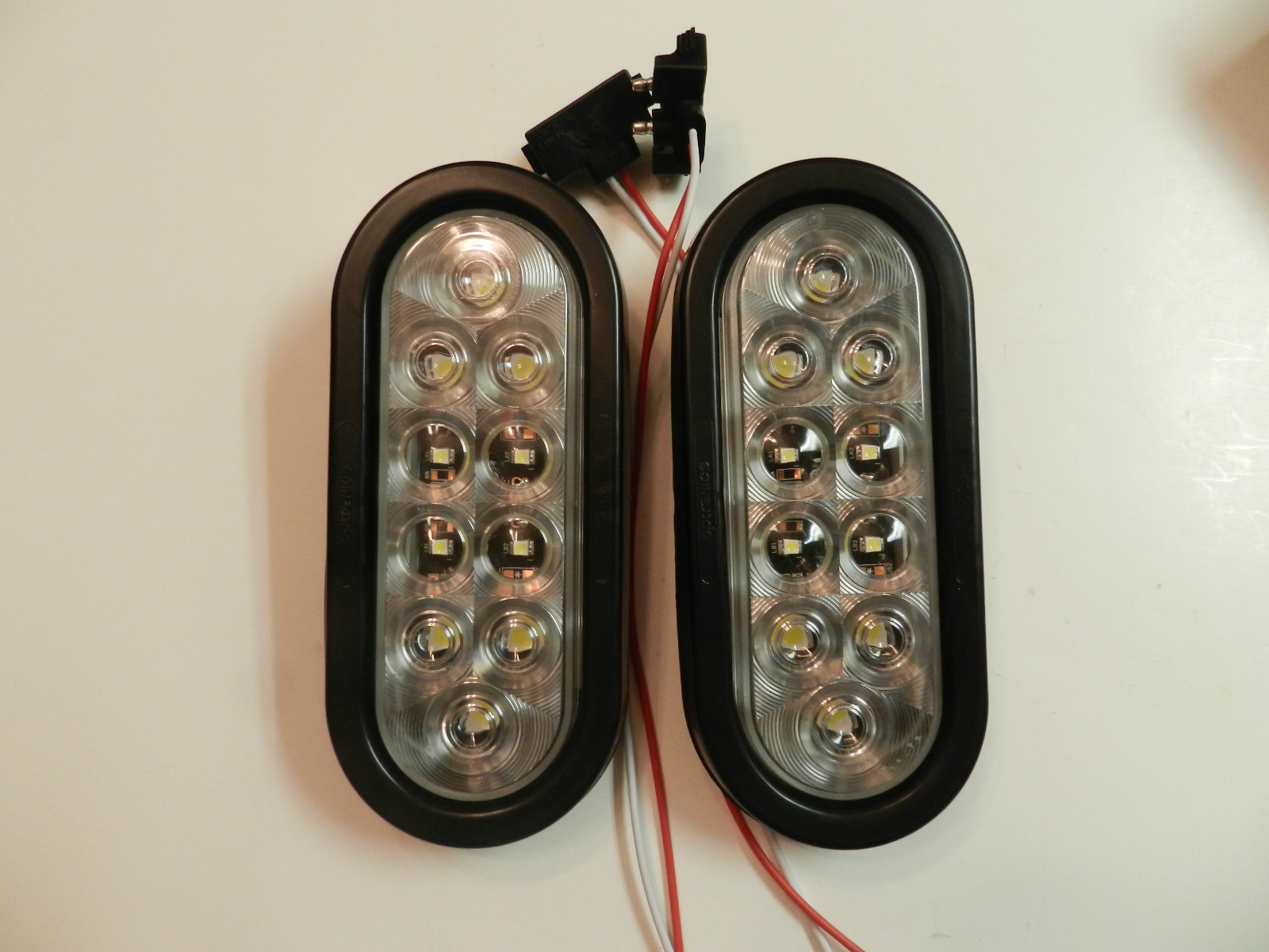(2) Clear/White LED Oval Trailer Truck Reverse/ Back Up/ Fog Light with Grommet