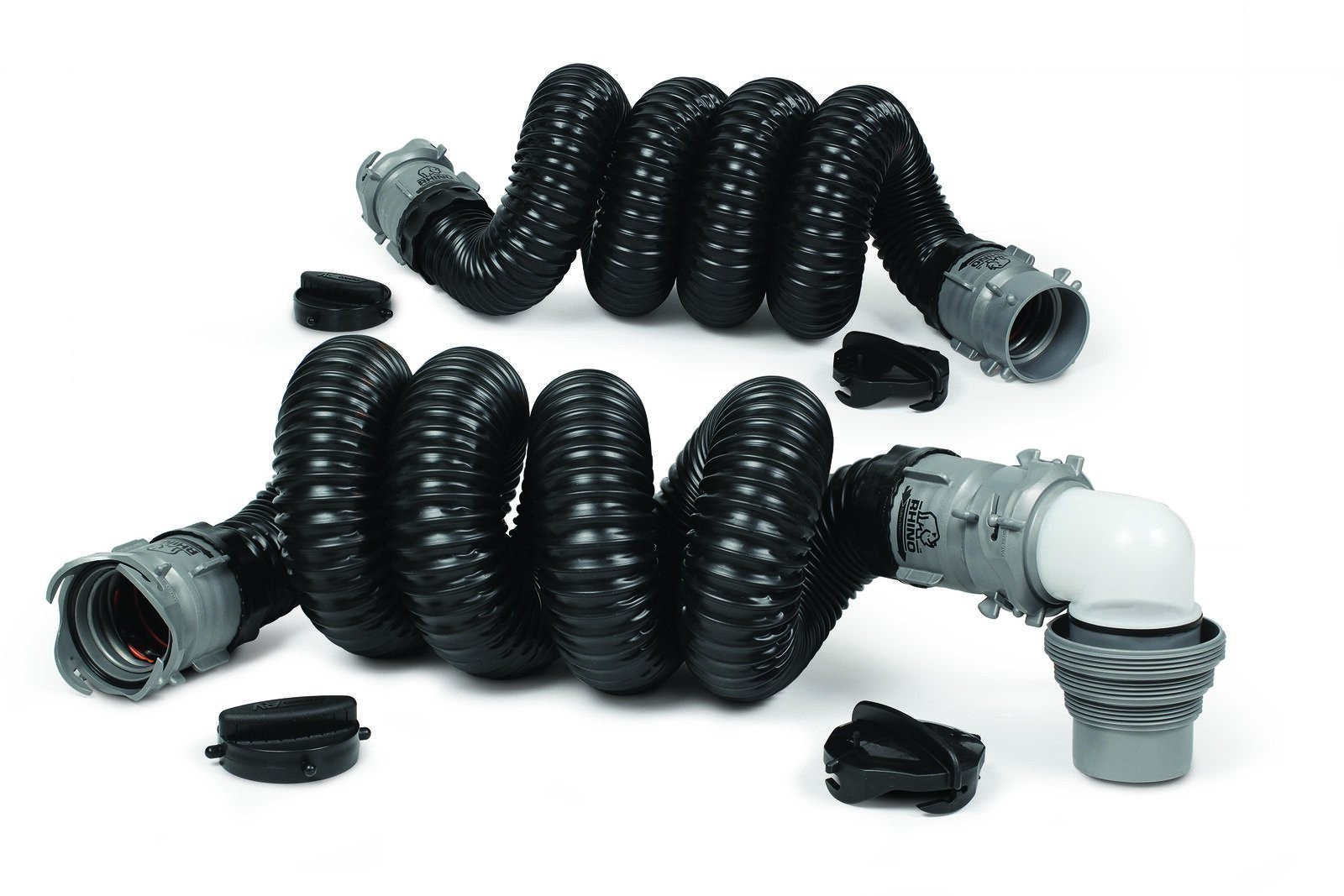Camco RhinoEXTREME 20′ Sewer Hose Kit w/4 In 1 Elbow Caps