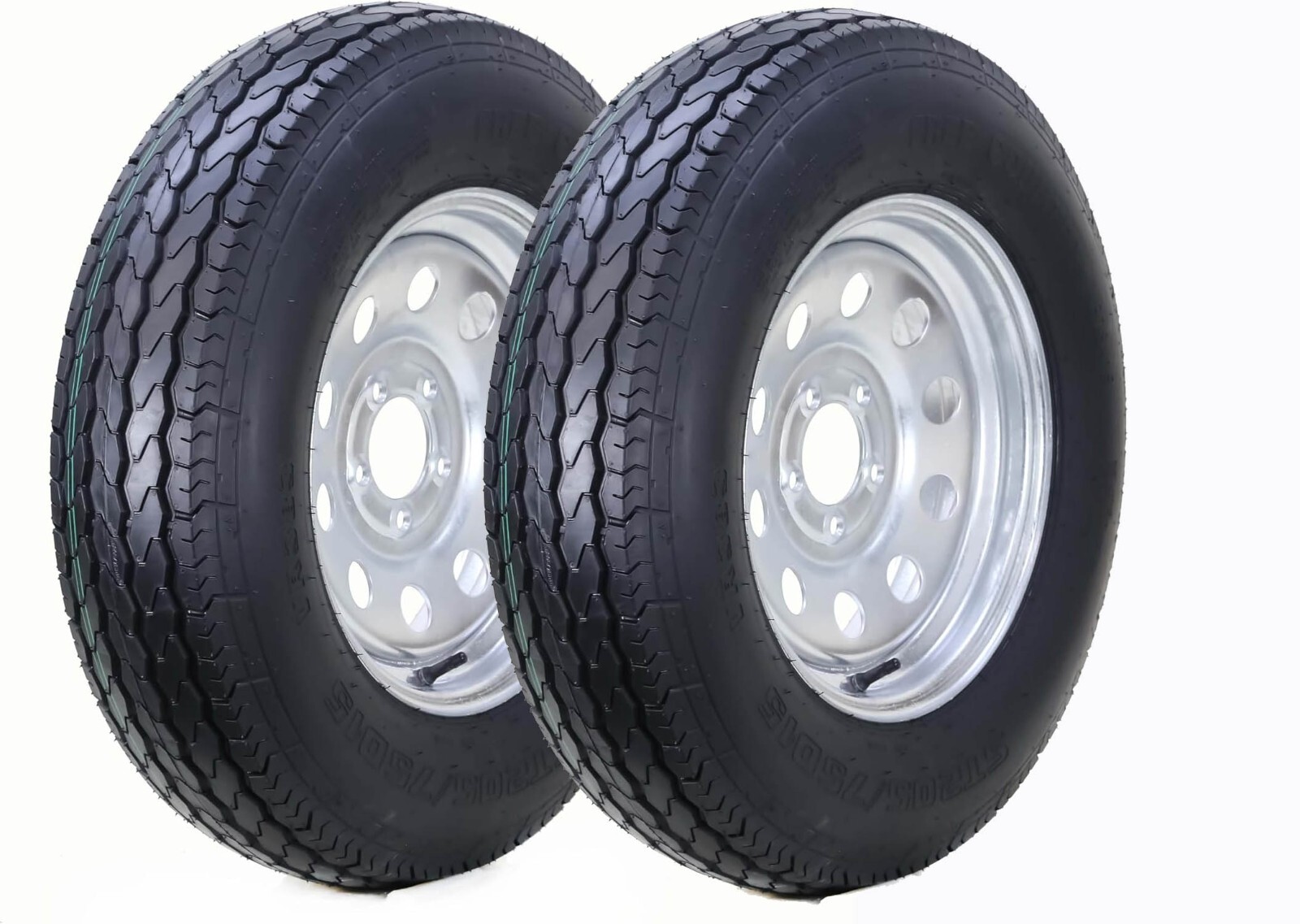 2 FC Trailer Tire Assembly ST205/75D15 6-Ply Galvanized Mod Rim 5 Lug on 4.5″
