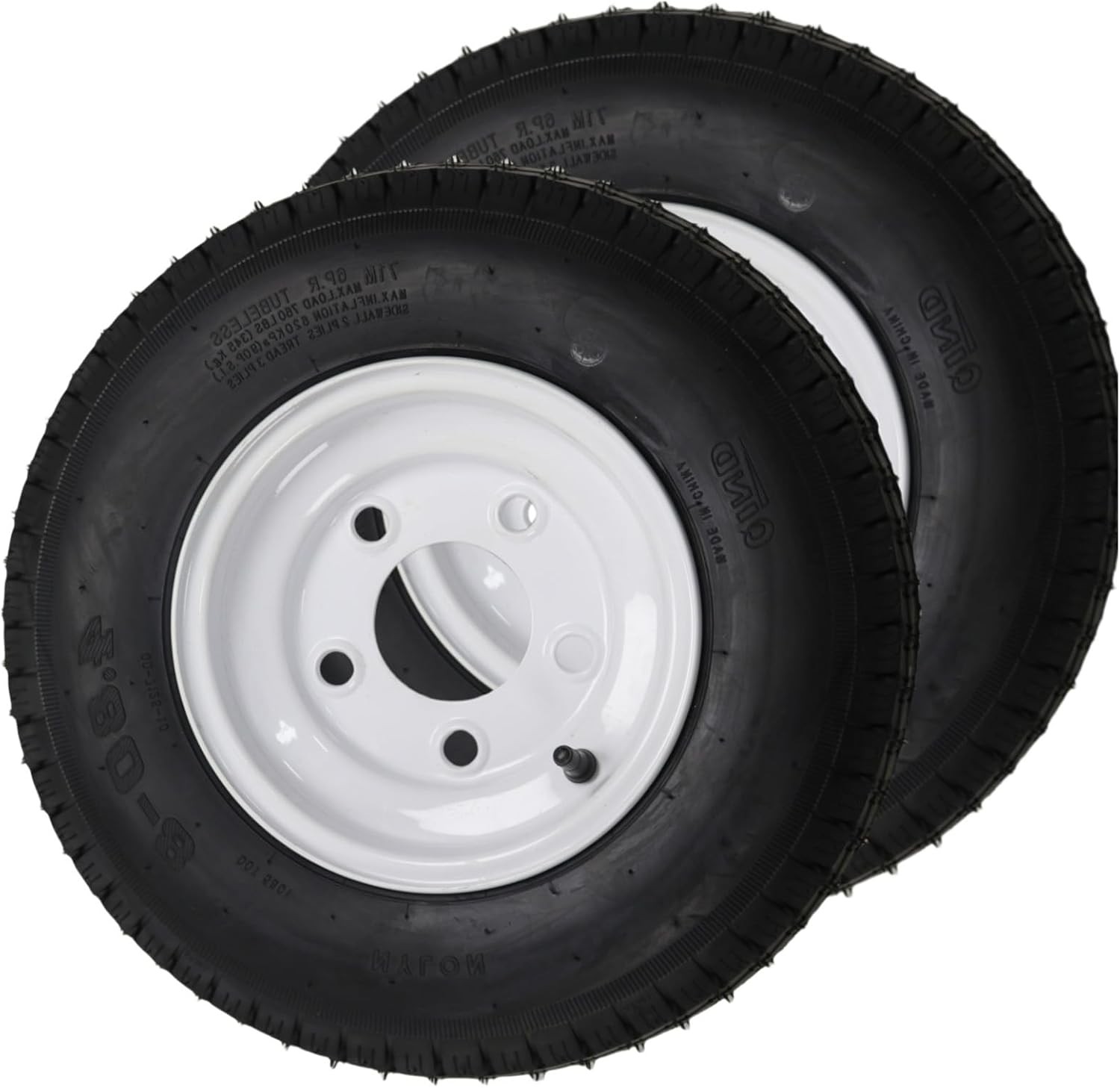 2Pack 4.80-8 Trailer Tires with Rims 4.80×8 480-8 5 Lug on 4.5″ and White Wheels