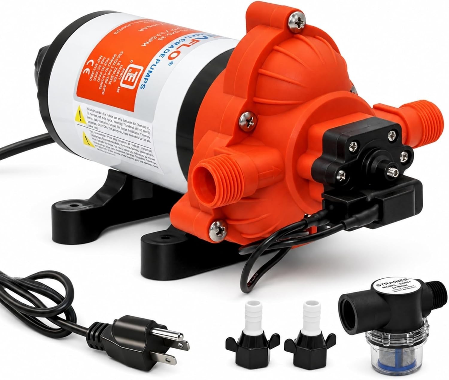 SEAFLO 33 Series Water 110V AC Pressure Pump – 115V AC, 45 PSI, Black, White