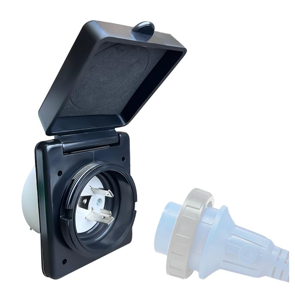30A RV Power Inlet Box Receptacle NEMA L530P TwistLock 110/120V Black