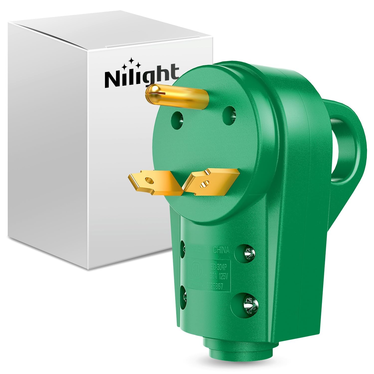 Nilight 30 Amp RV Male Replacement Plug with Handle 30Amp Plug, Green