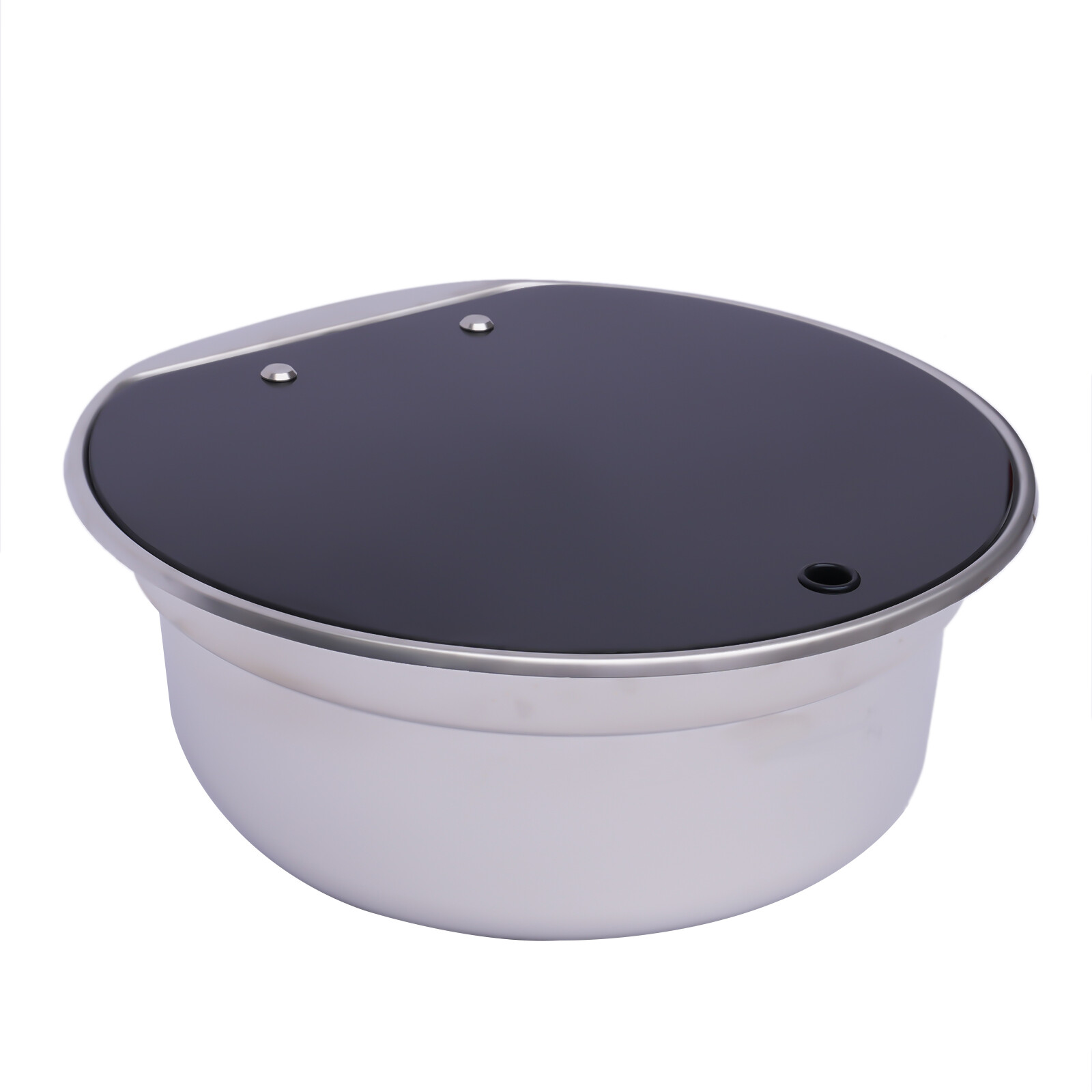 RV Caravan Camper Sink Stainless Steel Hand Wash Basin Sink w/Glass Lid & Faucet
