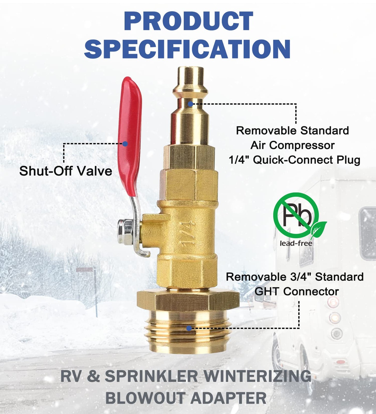 CURHOO RV Winterizing 1/4″ Quick-Connect & 3/4″ GHT, 2 pack, with 2 fittings
