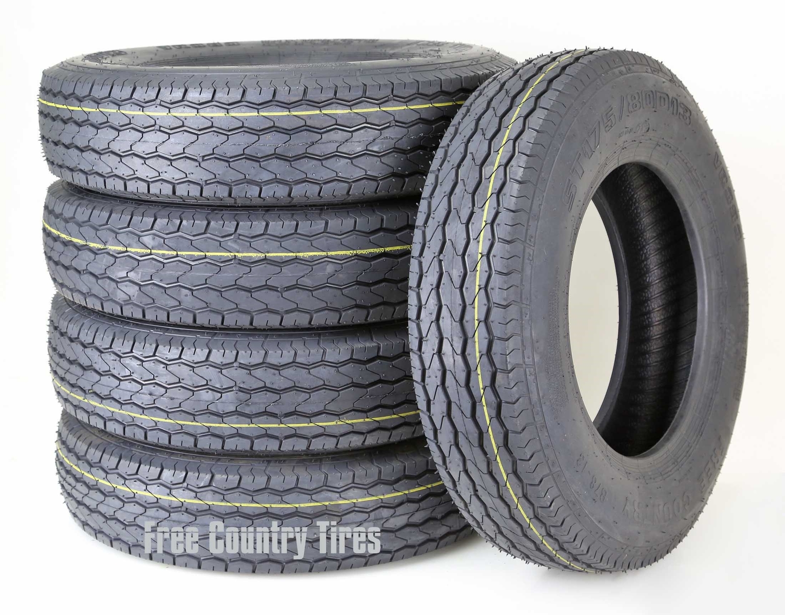 5 Premium Free Country Trailer Tire ST175/80D13 B78-13 Bias 8PR LRD Heavy Duty