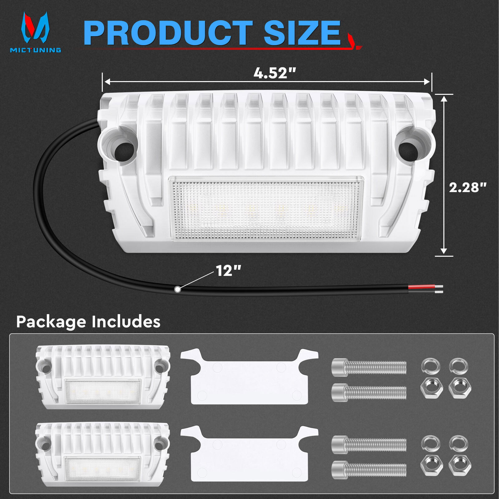 12V RV Exterior LED Porch Utility Lights for RV Trailers Campers Truck Boat 2pcs