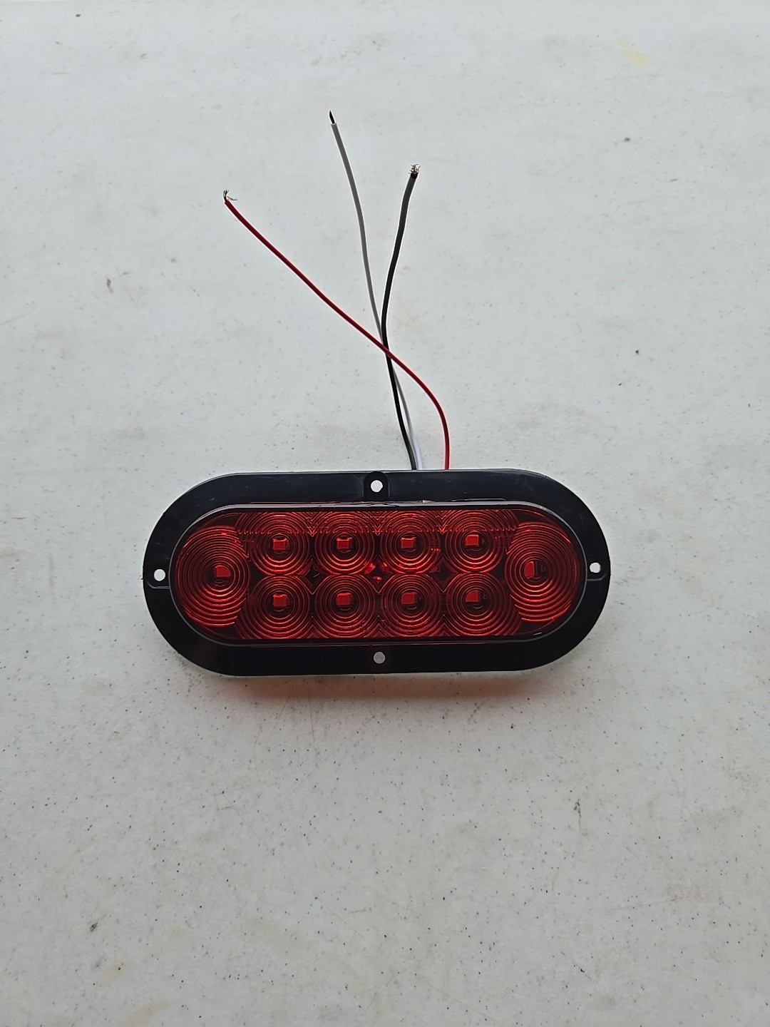 6” Oval Red Flange Surface Mount Stop Turn Tail 10 LED Trailer Light (J-66-FR)