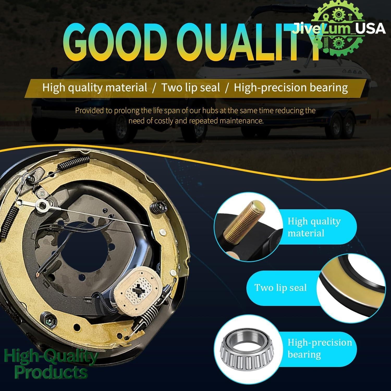 Fits For 5200lb Axle Trailer Hub Drum Kits & Electric Brakes 6-5.5″ New