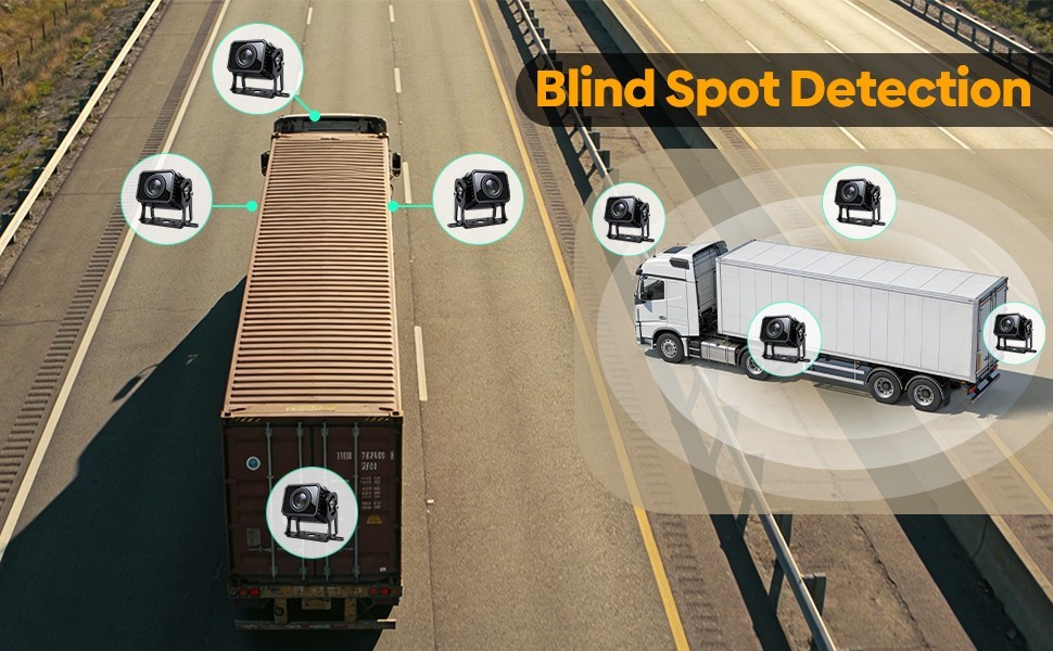 Quad RV Backup Camera System: 10.1″ Monitor 1080P Wired Rear View ADAS For Truck