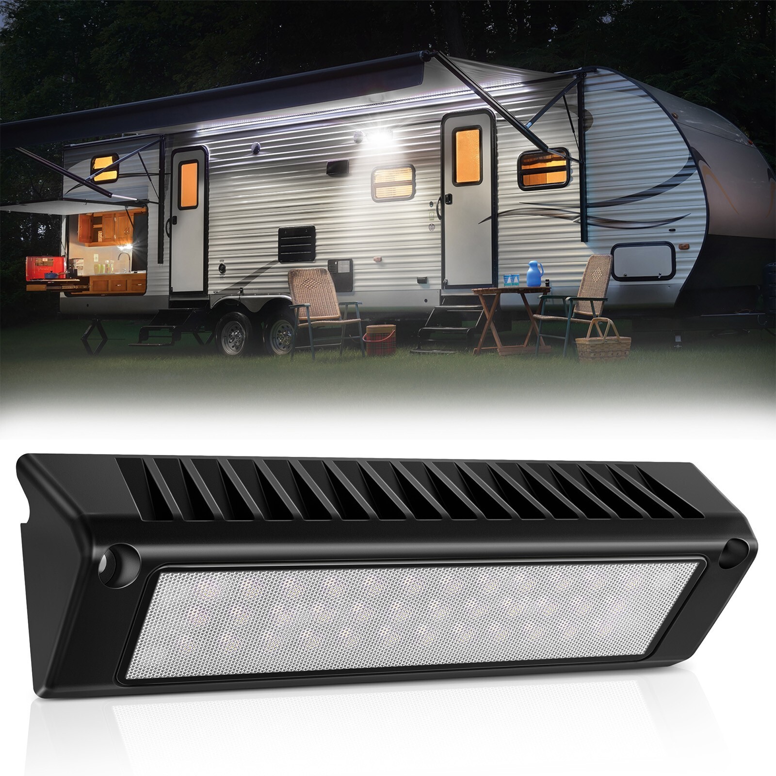 RV Porch Light, 9″ Inch 54W 2000LM RV Camper Exterior LED Utility Awning Light