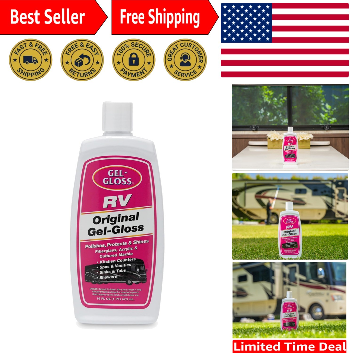RV Polish & Carnauba Wax – 16 oz Gel for Ultimate Shine & Protection