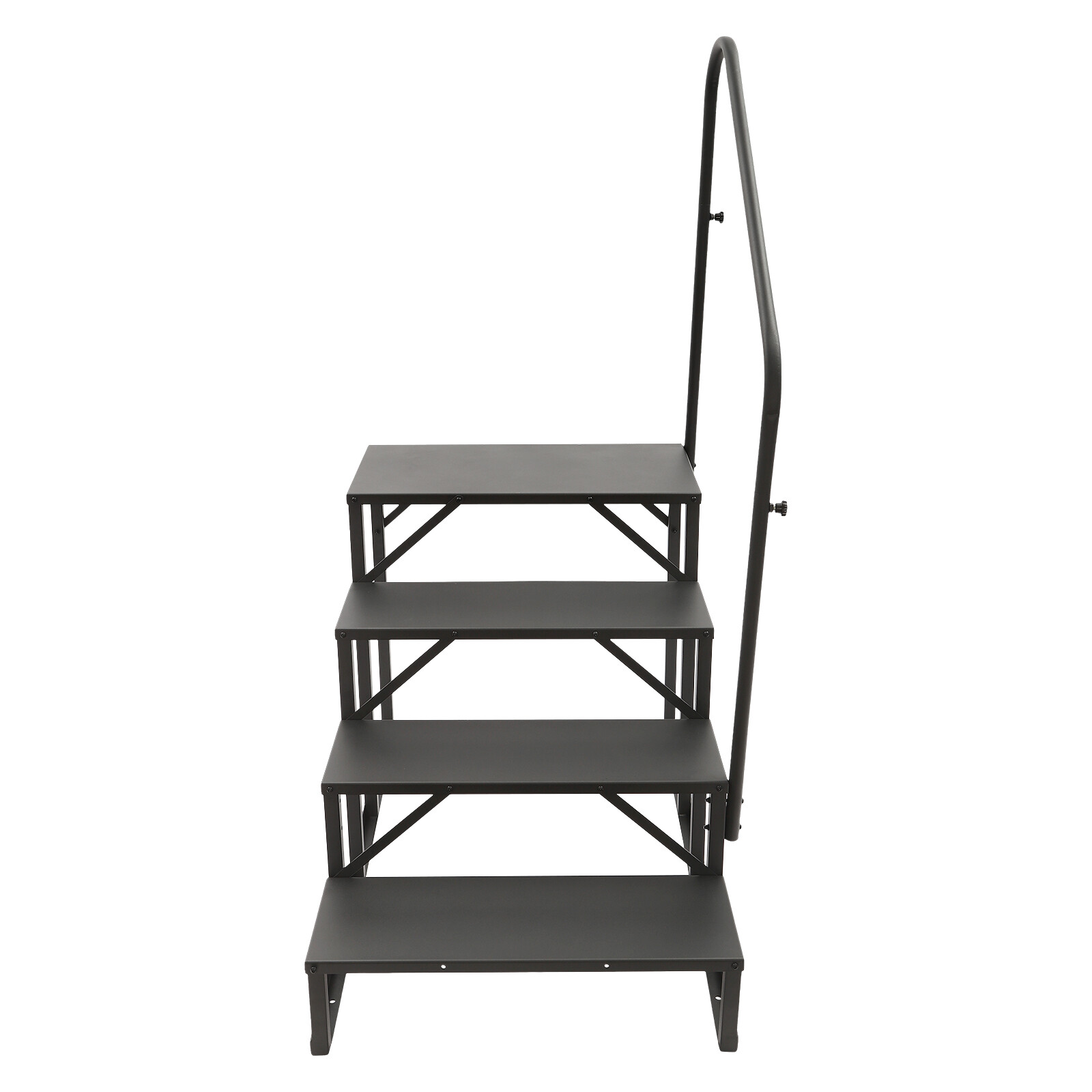 4 Steps Ladder RV Step w/ Handrails Mobile Home Stairs for Travel Trailer Camper