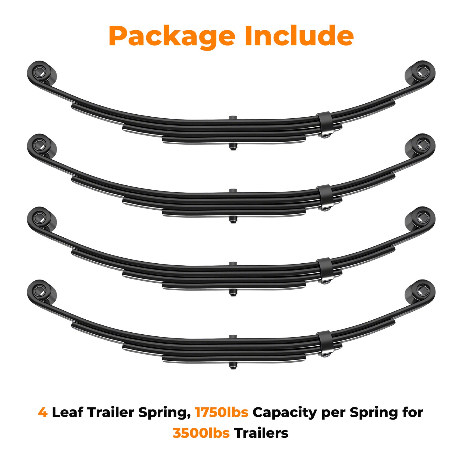 For 3500lb Tandem Trailer Axle Suspension Kit 4 Leaf Springs U-bolt & Hanger Kit