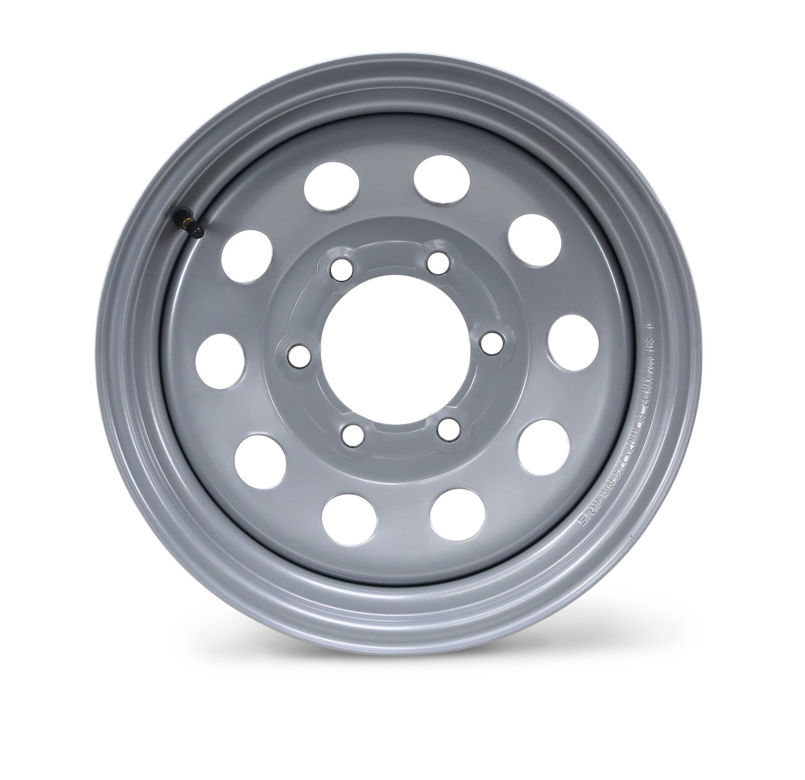 Rockman Trailer Tire Assembly ST225/75R15 10-Ply Silver Mod Rim 6 Lug on 5.5″