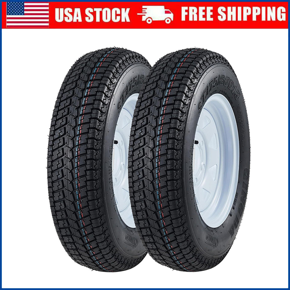 2 Pack ST175/80D13 Trailer Tires 175 80 13 Trailer Tire 5 Lug 6 Ply with 13″ Rim