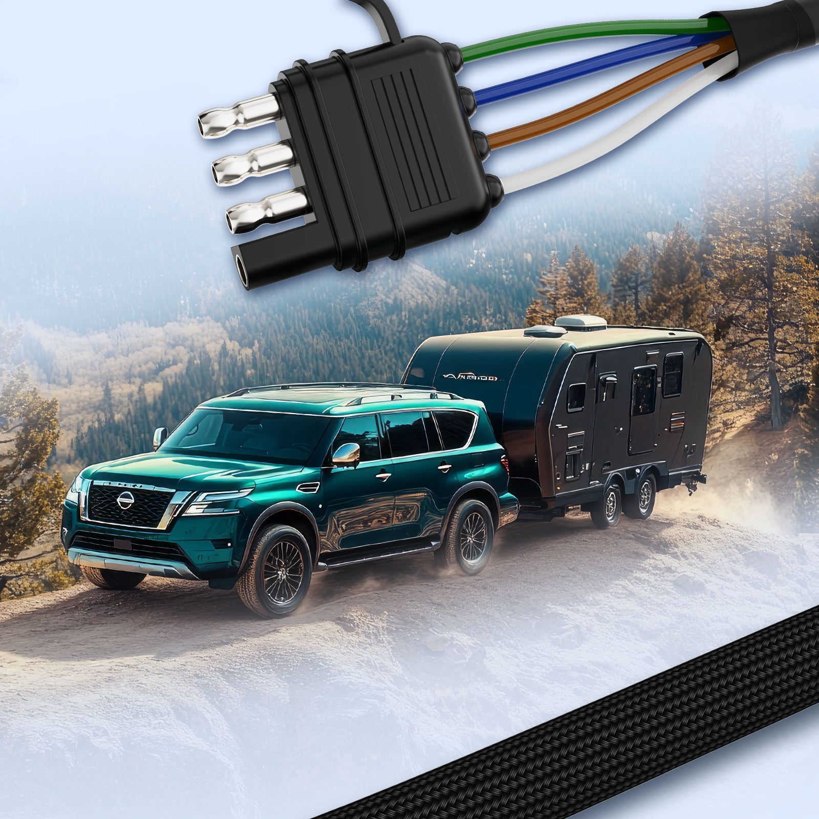 BID MICTUNING 4 Way Flat Trailer Extension Cable 16 AWG Pure Copper w/Dust Cover