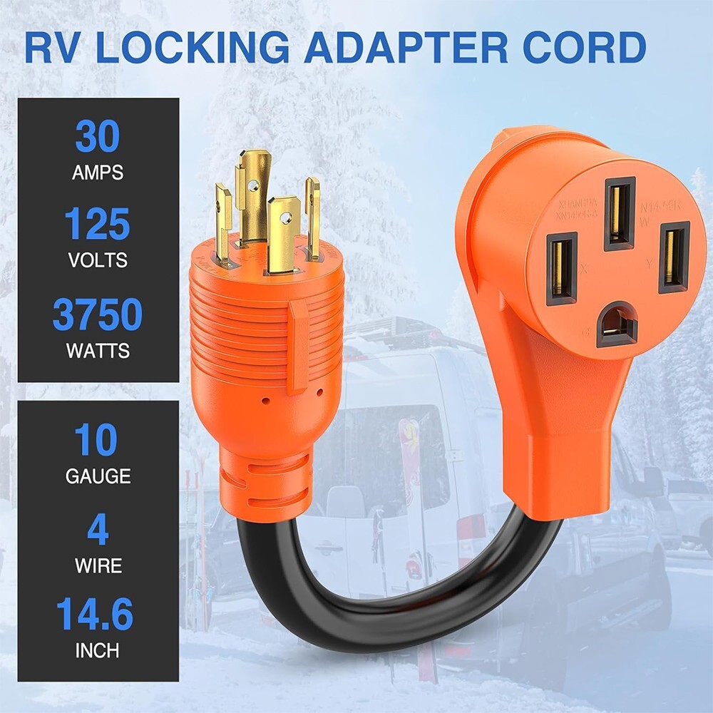 4 Prong 30 Amp to 50 Amp Generator to RV/EV Adapter Cord, NEMA L14-30P to 14-50R