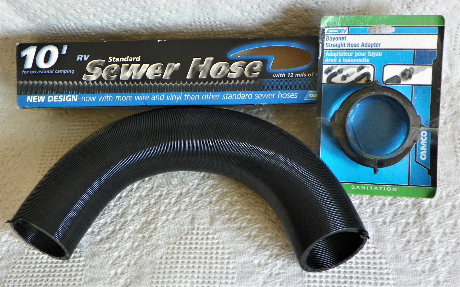 CAMCO RV 10’ Standard Sewer Hose & Bayonet Straight Hose Adapter