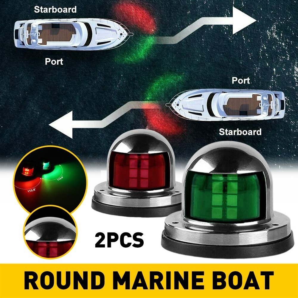 Pair & Red Green 8LED Lights Navigation Marine Bow Light Lamp for Boat Pontoon