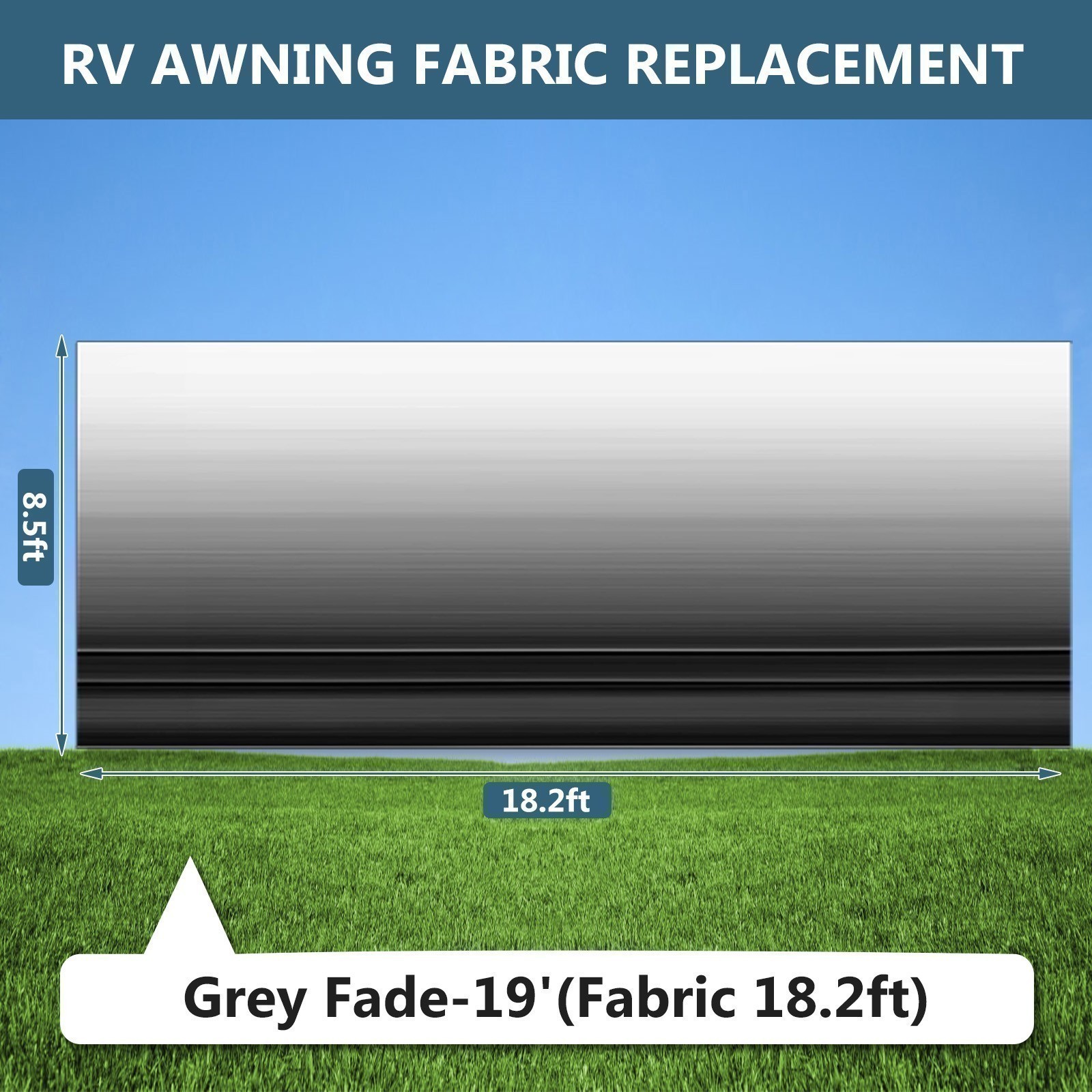12-20′ RV Awning Fabric Vinyl Replacement Heavy Duty for Camper Trailer 8′ Width