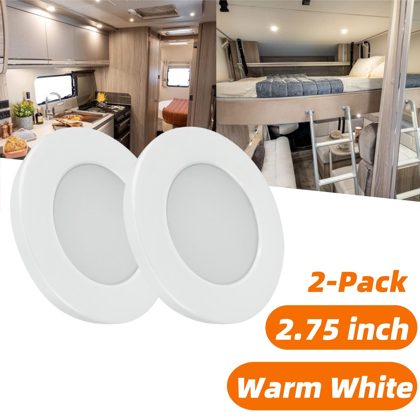 2PCS 12V 2.75″ LED Recessed Ceiling Light RV Camper Trailer Downlight 3000K