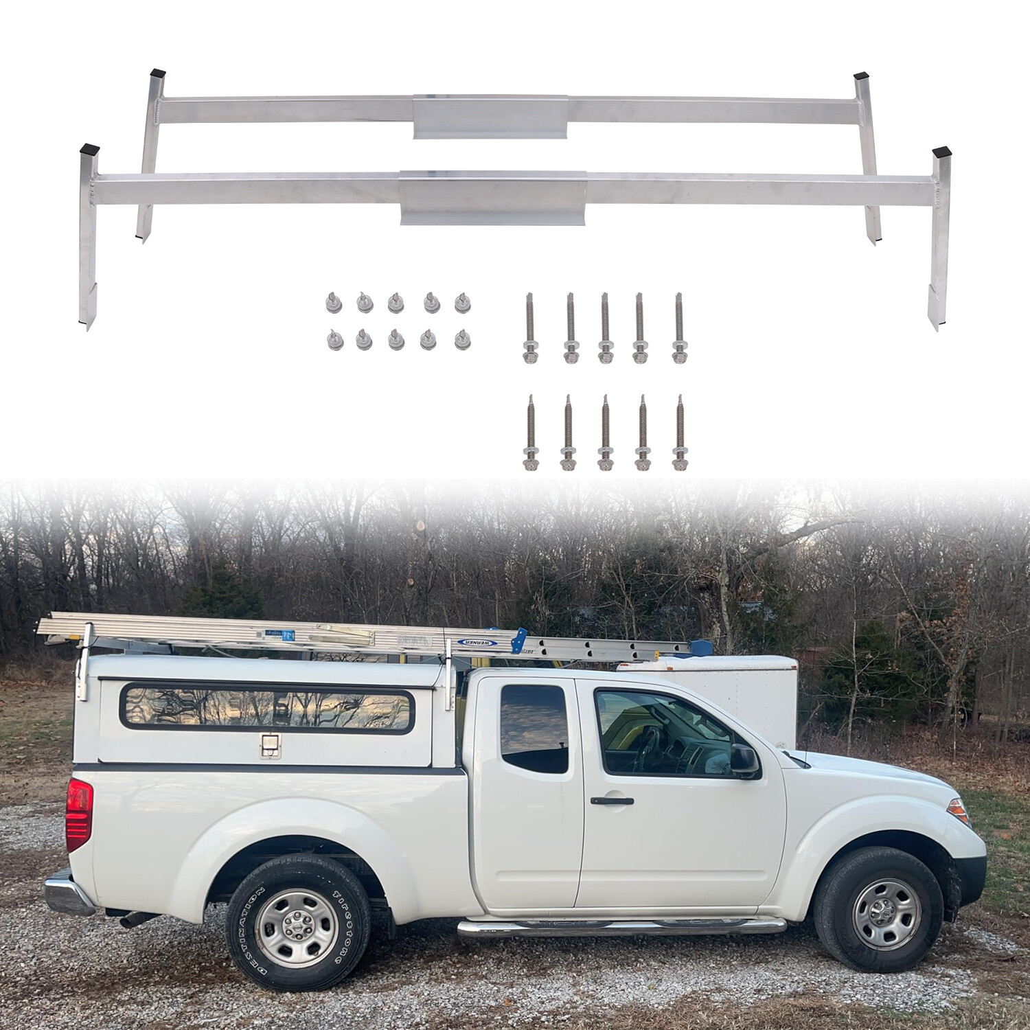 Aluminum Truck Cap & Topper Ladder Roof Rack for Pickup Camper Shell Heavy Duty