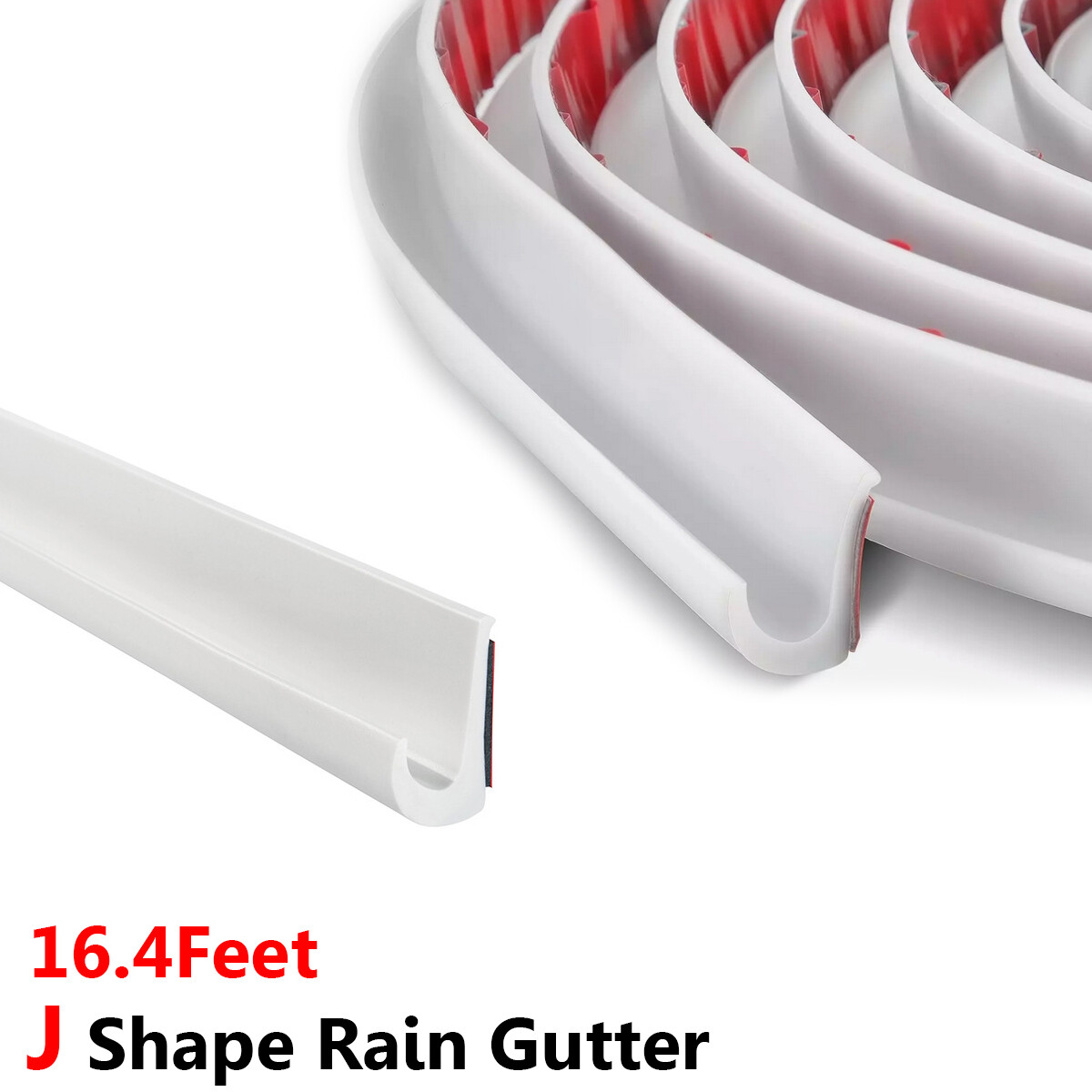 16FT For Van RV Rain Gutter Plastic Drip Rail PVC Rain Strip Roof Rain J Shape