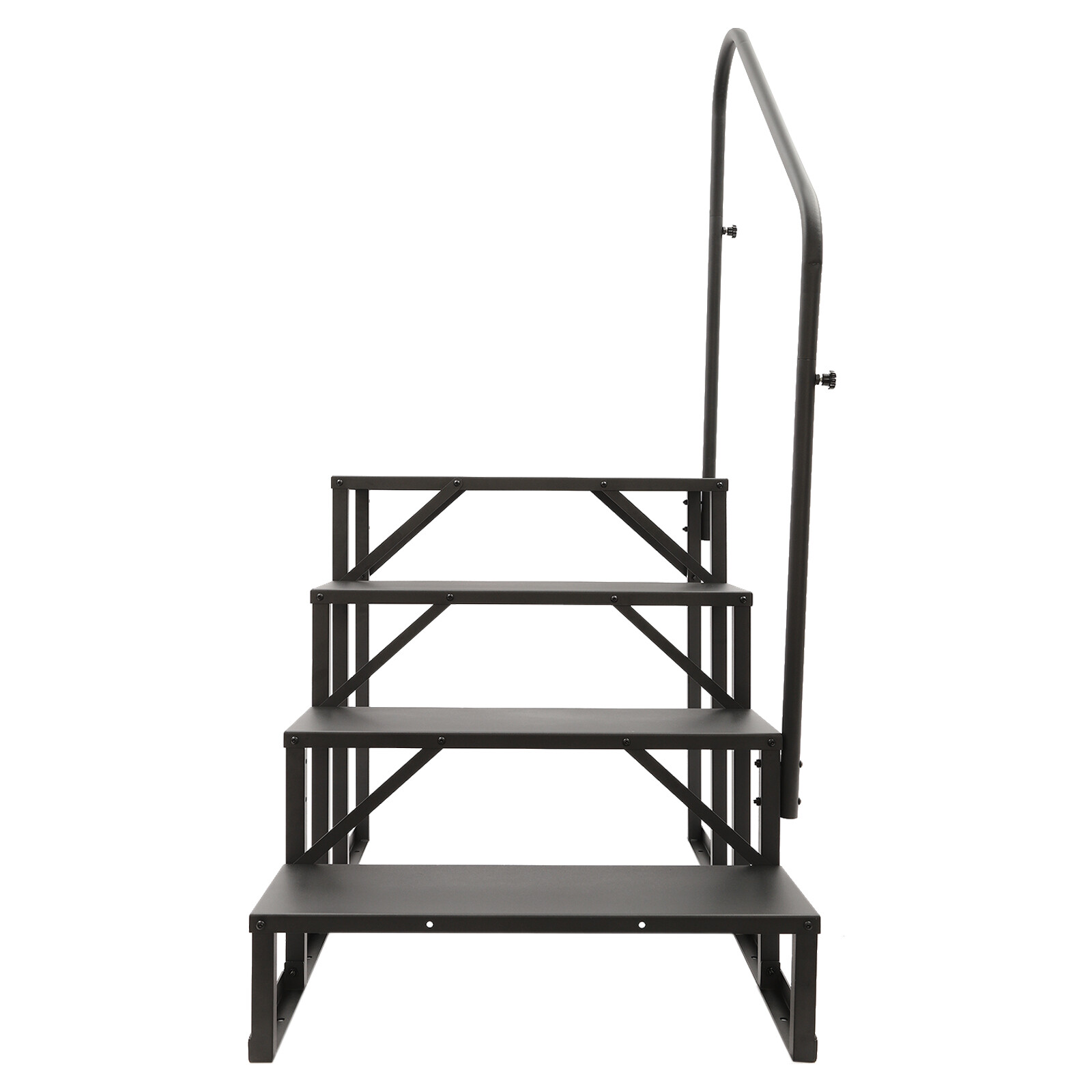 4 Steps Ladder RV Step w/ Handrails Mobile Home Stairs for Travel Trailer Camper