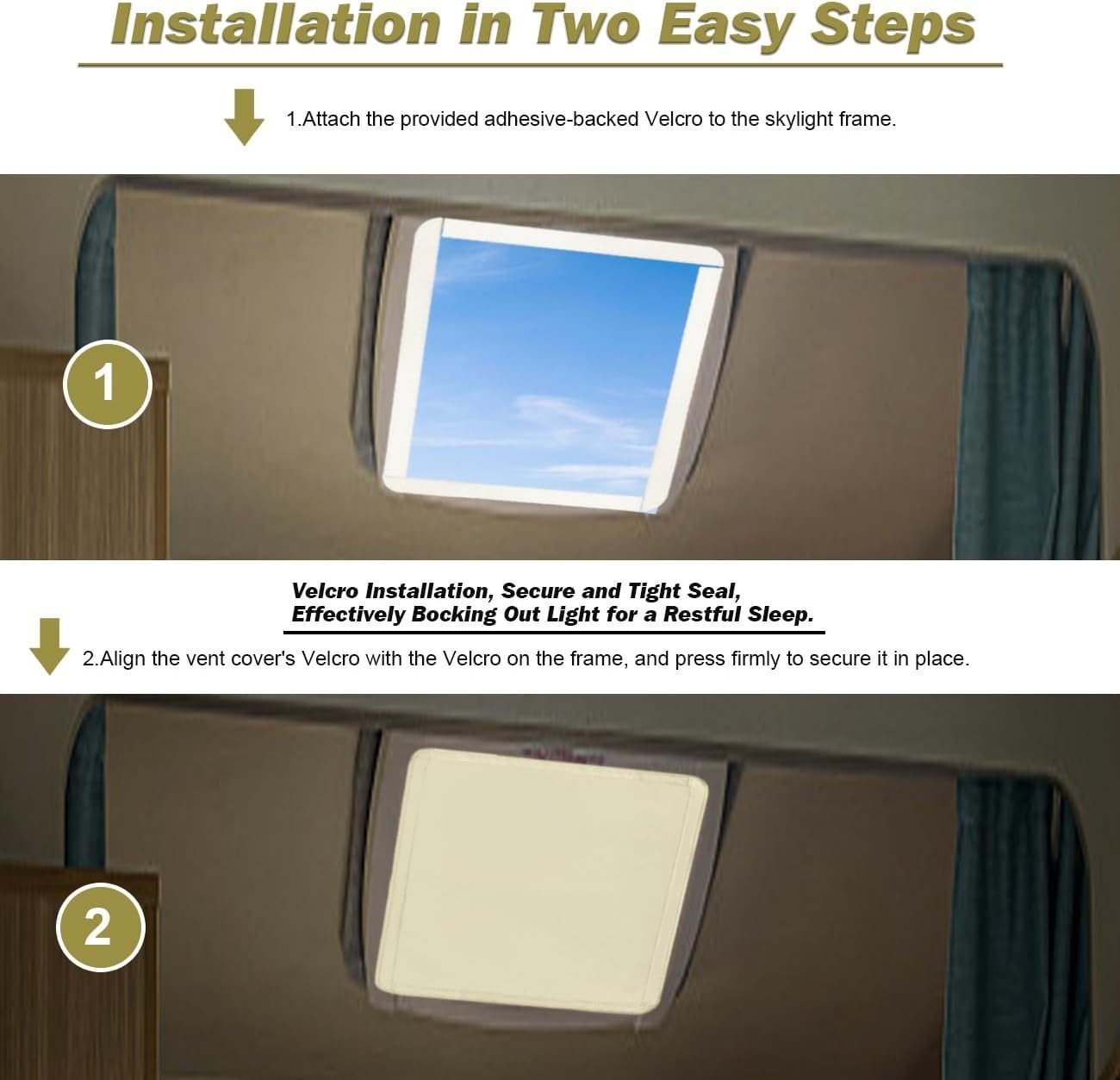 Lightweight 16×16 RV Skylight Cover – Insulating and Sun-Blocking, Beige Fabric