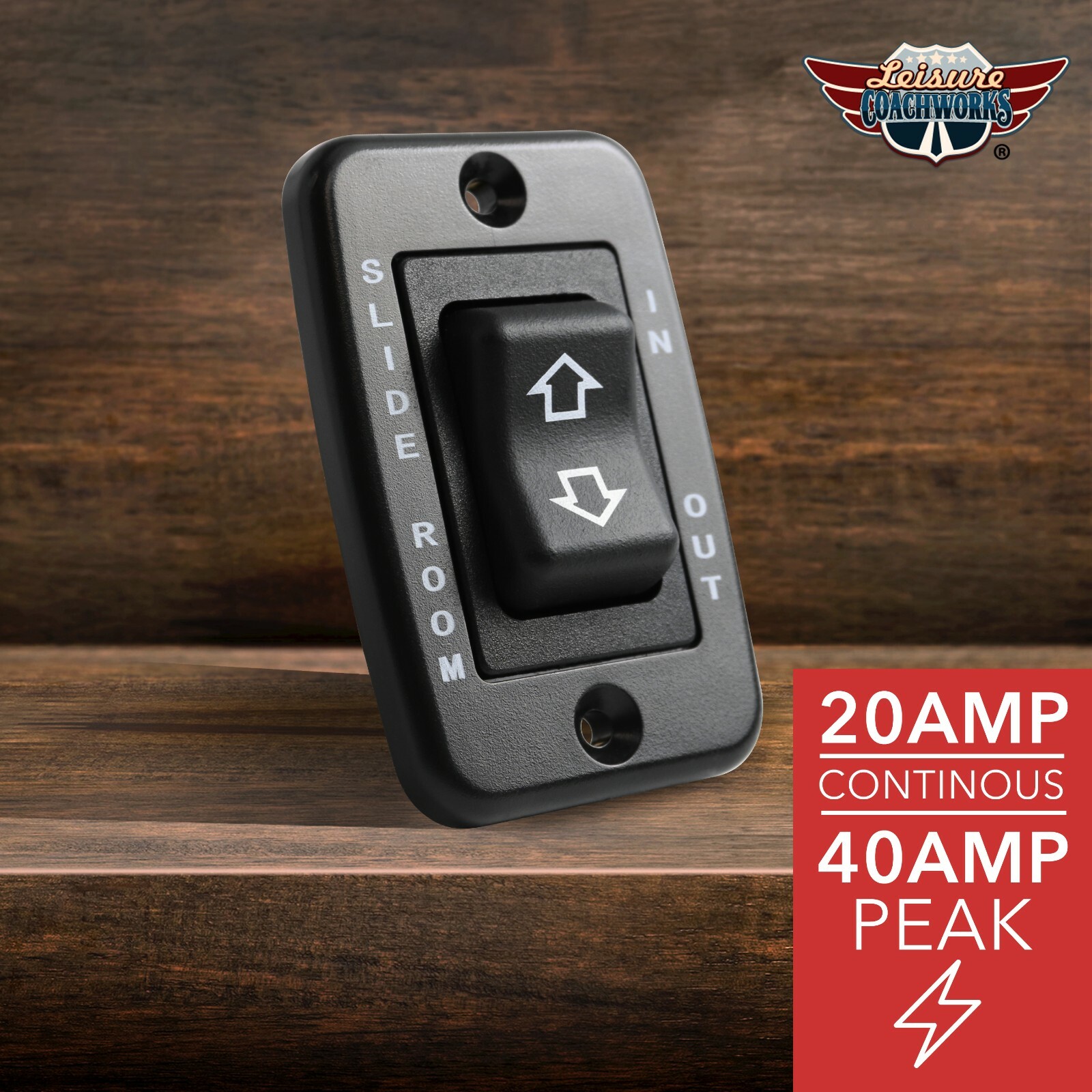 RV Slide Out Switch Black 20 Amp Continuous 40 amp Peak Leisure Coachworks