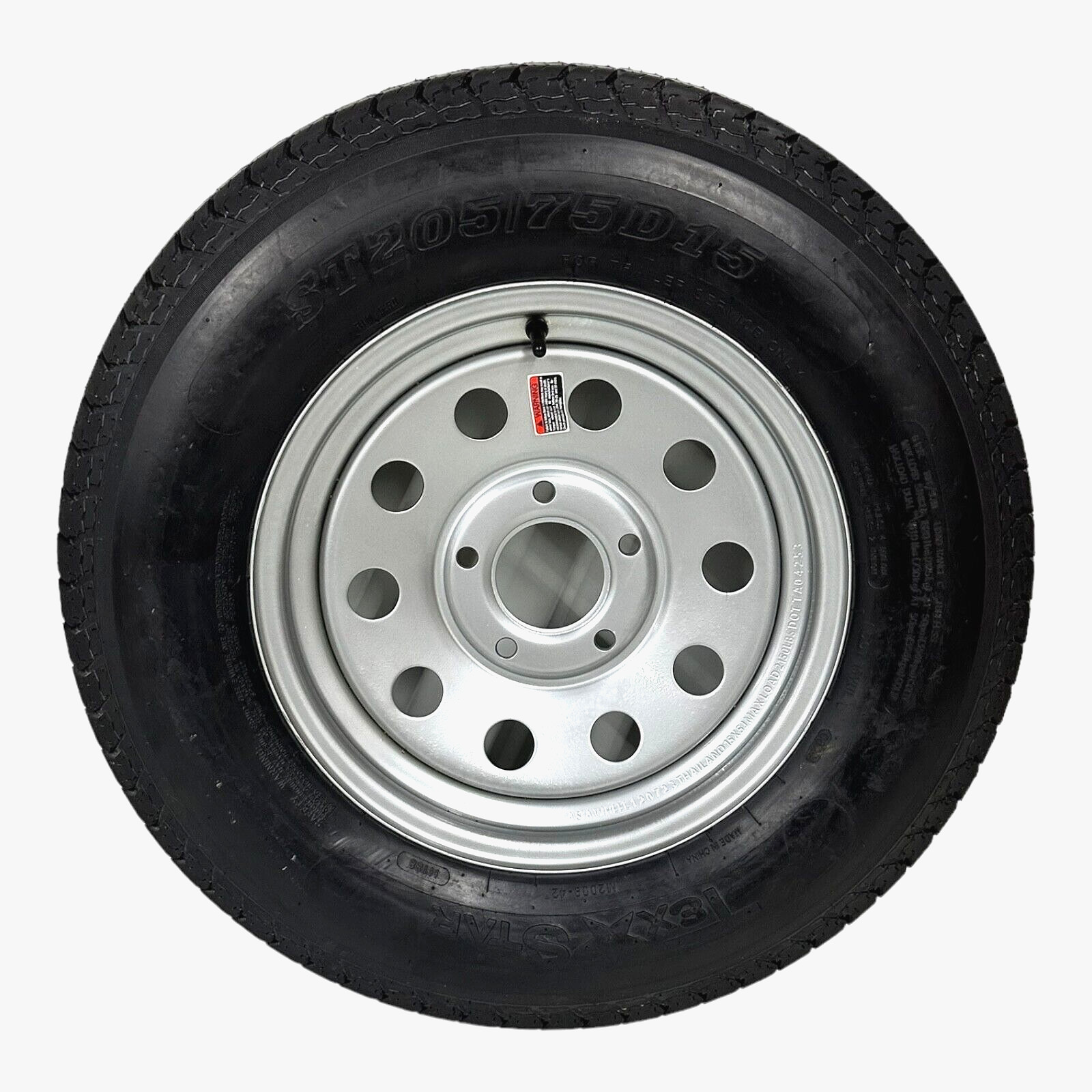 Trailer Tire On Rim ST205/75D15 LRC Bias 6 Ply 5 Lug 5×5 Silver Modular Wheel
