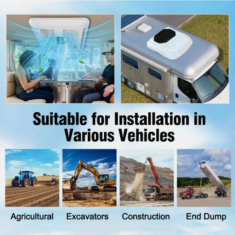 12V Parking A/C Unit For Motorhome Camper Trailer Rooftop RV Air Conditioner