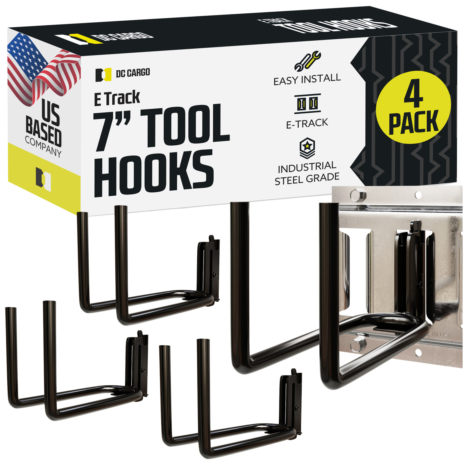 DC Cargo E-Track Tool Hanger, 7.5”, 4-pack