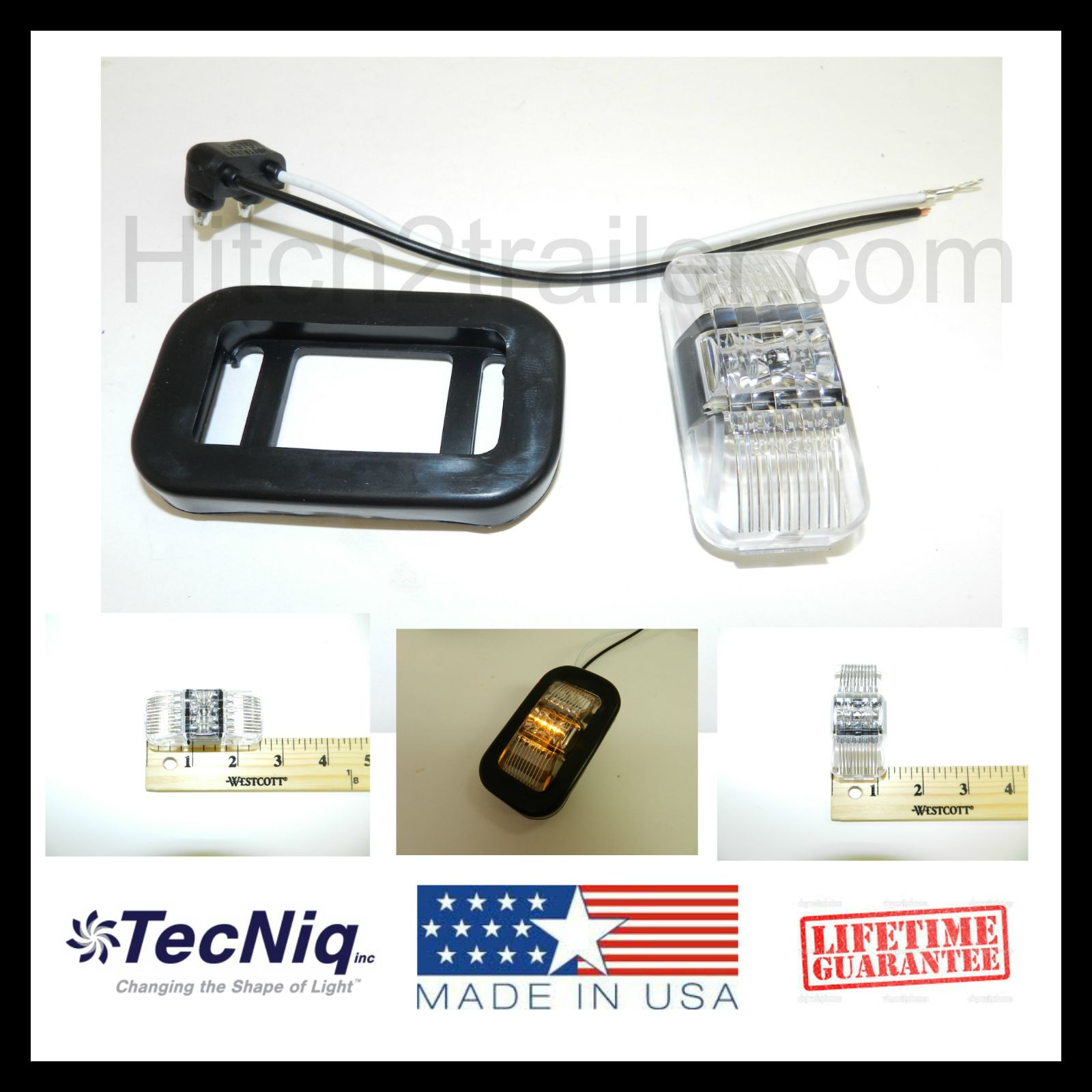 (1) Clear AMBER LED Lights 1.2″ x 2.5″ Grommet Clearance Marker trailer USA MADE
