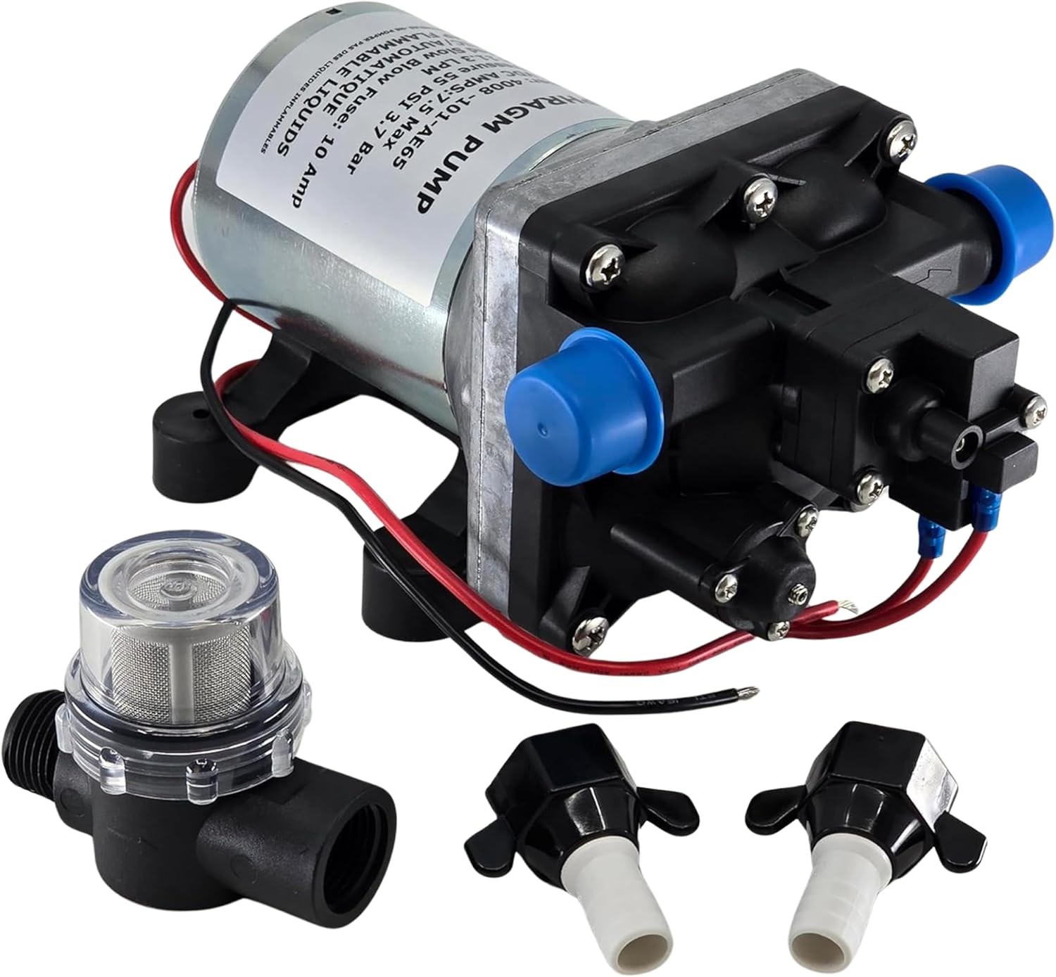 RV Water Pump 4008-101-A65/E65 | 3.0 GPM – 55 PSI | 12V Camper Black