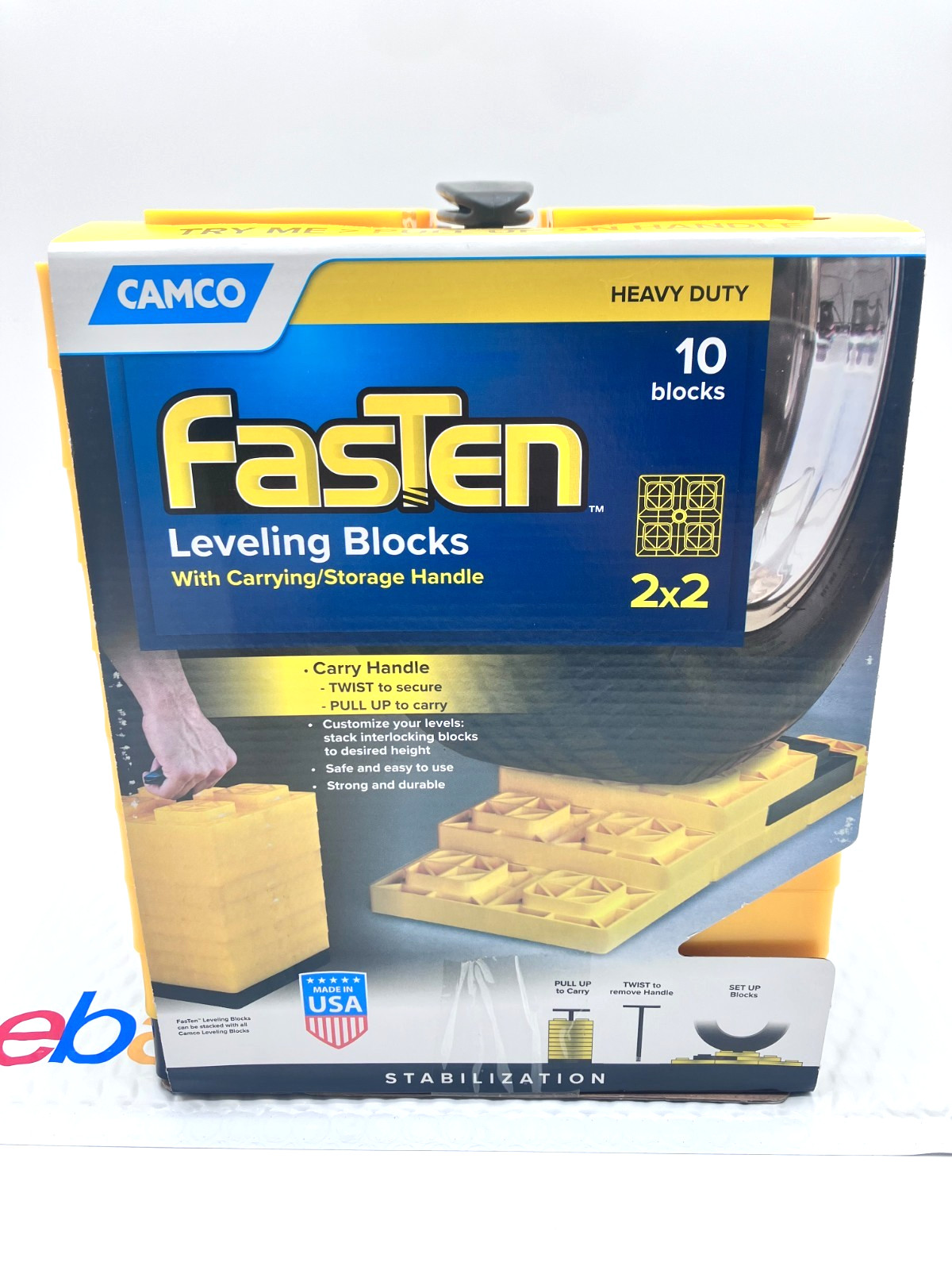 Camco FasTen Leveling Blocks 44512, 10 2×2 RV Camping Blocks