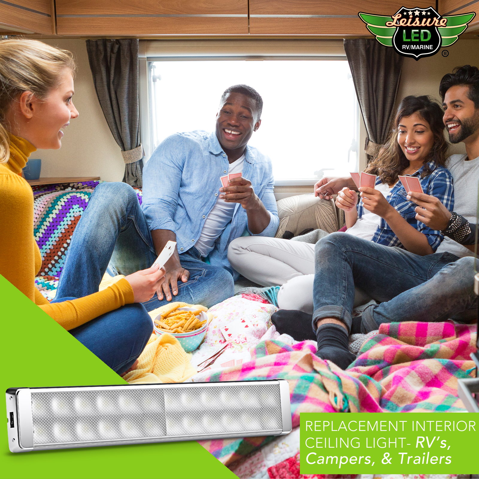 18.2″ RV LED Interior Ceiling Dome Light 12V W ON/Off Switch Camper 2400LM