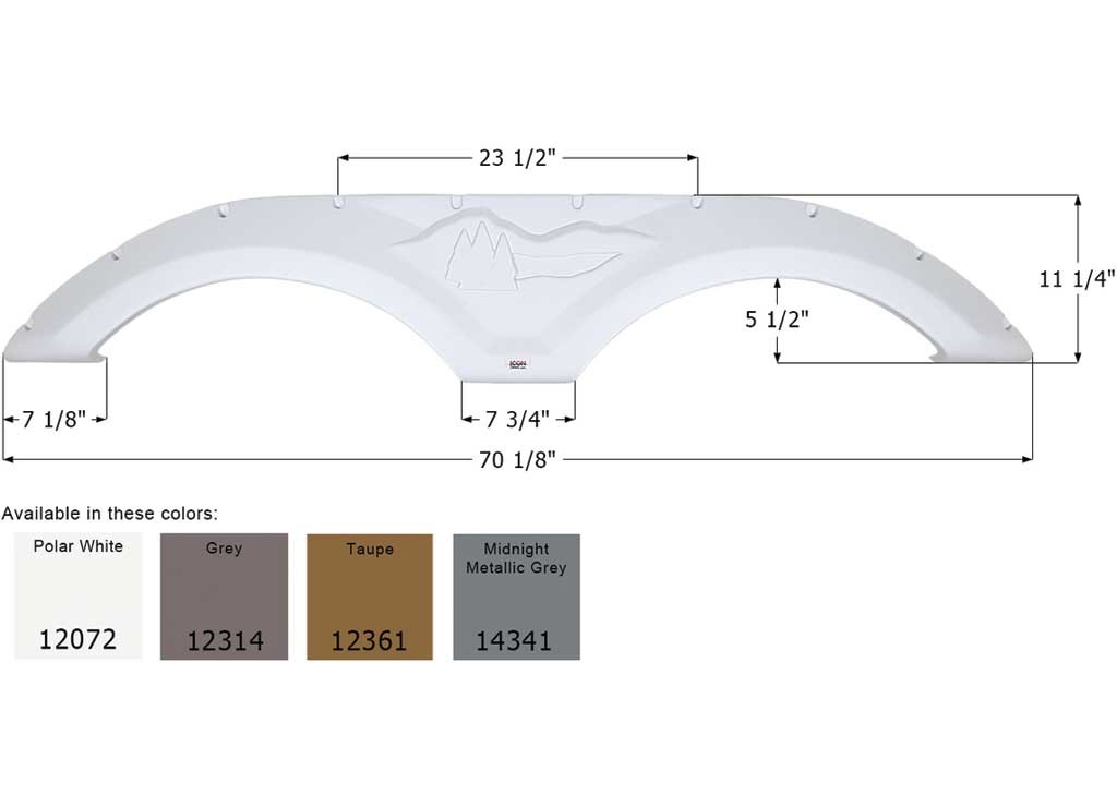 Icon 12361 FS2072 Replacement Tandem Axle FenderSkirt for Forest River RVs Taupe