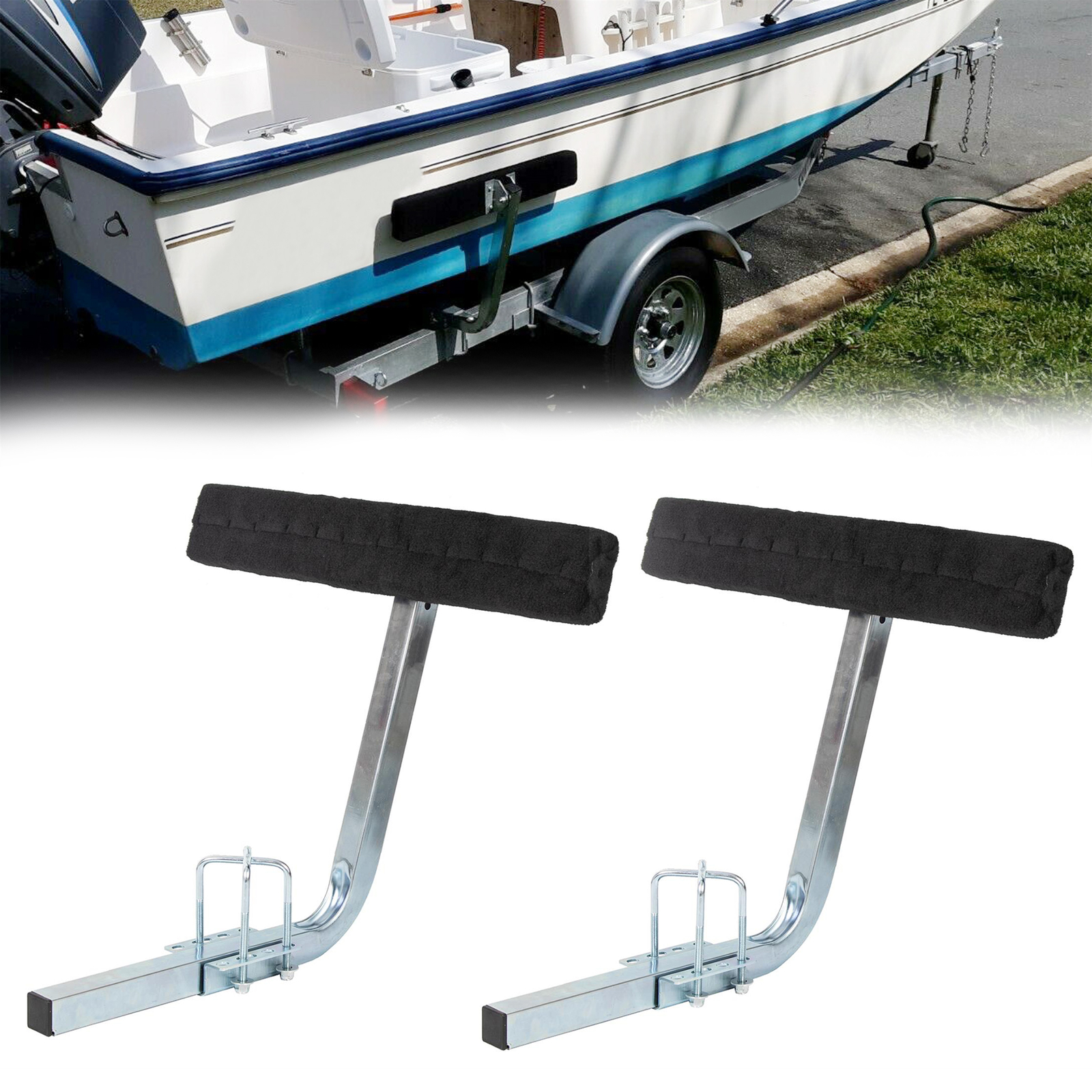 2 x Boat Trailer 2′ Side Guide Bunk Board Guide-On Carpeted Kit w/ Hardware