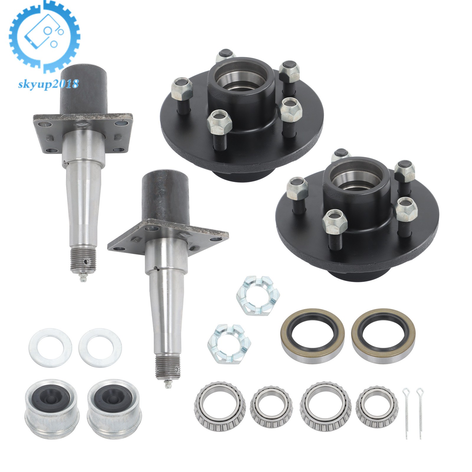 #84 Spindle 5 on 4.5′ Trailer Hub Kit 8.25’×2′ Round w/ Brake Flange