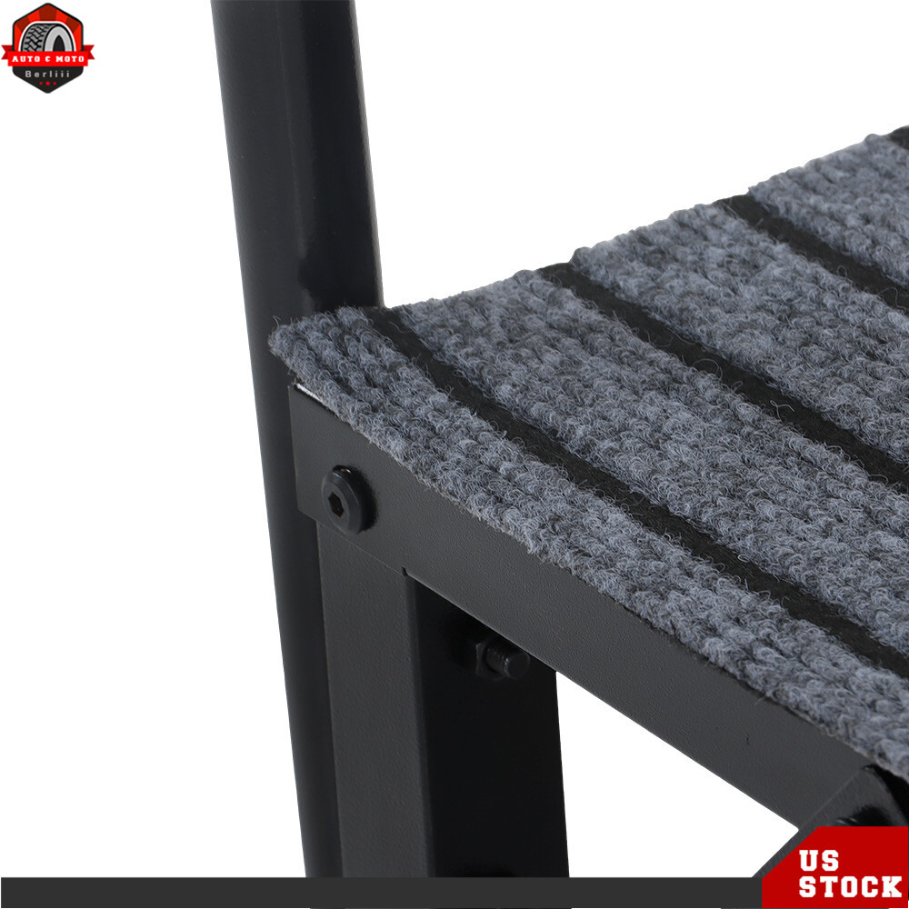 2 Steps/3 Steps/4 Steps RV Steps Outdoor Stairs w/ Handrails & Non-Slip Step Mat