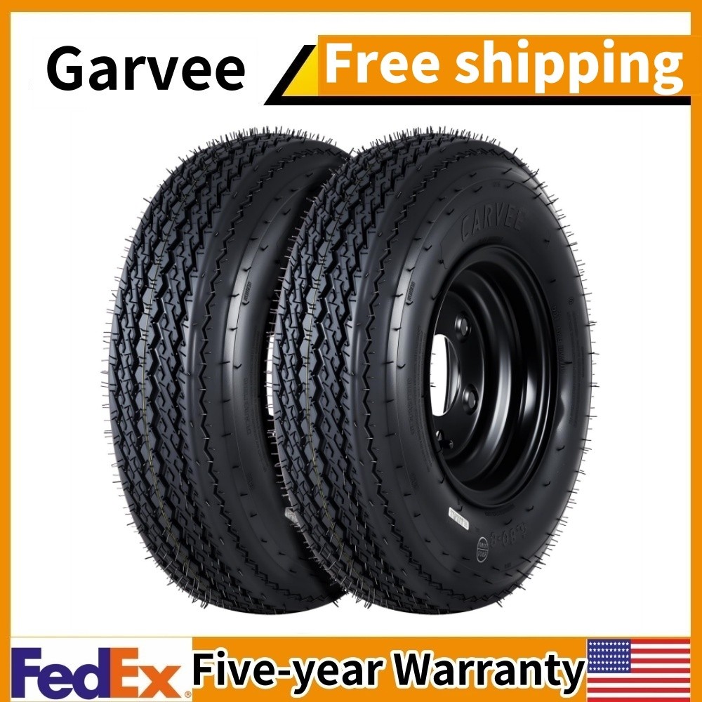 2-Pack Trailer Tire on Rim 4.80-8 480-8 4.80×8 4 Lug on 4 in PCD 8 in Wheels 6PR